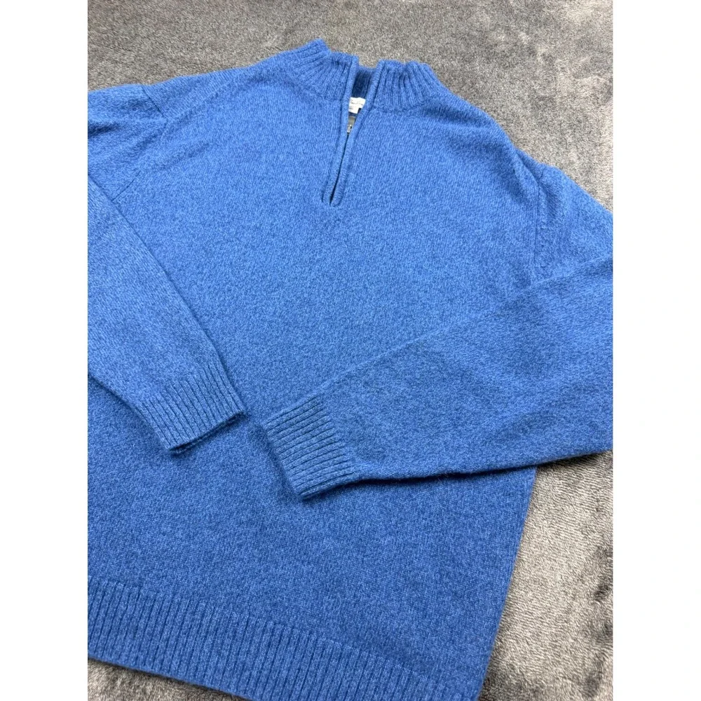 Enzo Mantovani 100% Wool Quarter Zip Sweater Mens XXL Blue Fits L-XL 763098
